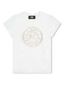 Детска памучна тениска Karl Lagerfeld в бяло