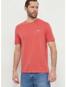 Памучна тениска HUGO в червено с изчистен дизайн 50466158