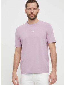 Тениска BOSS BOSS ORANGE в лилаво с изчистен дизайн 50473278