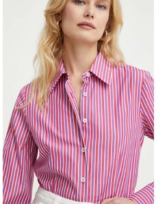 Памучна риза Luisa Spagnoli дамска в розово със стандартна кройка с класическа яка