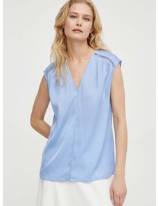Копринена блуза BOSS в синьо с изчистен дизайн 50514360