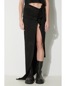 Дънкова пола Rick Owens Denim Skirt Edfu Skirt Long в черно къса с кройка тип молив DS01D1348.SBB.09