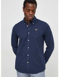 Риза Barbour мъжка в тъмносиньо със стандартна кройка с яка с копче