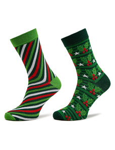 Комплект 2 чифта дълги чорапи дамски Rainbow Socks Xmas Socks Balls Adults Gifts Pak 2 Цветен