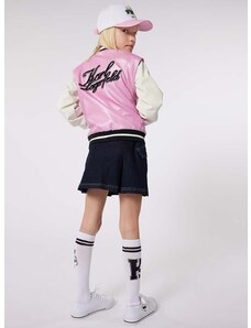 Детска дънкова пола Karl Lagerfeld в бяло къса със стандартна кройка