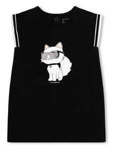 Бебешка памучна рокля Karl Lagerfeld в черно къса със стандартна кройка