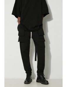 Памучен панталон Rick Owens Knit Pants Creatch Cargo Drawstring в черно с кройка тип карго DU01D1376.RIG.09