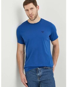 Памучна тениска Barbour в синьо с изчистен дизайн