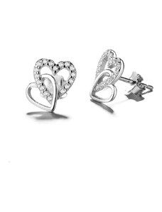 DELIS Сребърни обеци от проба 925, JW757, дизайн на сърце, с родиево покритие