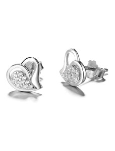 DELIS Сребърни обеци от проба 925, JW759, дизайн на сърце, с родиево покритие