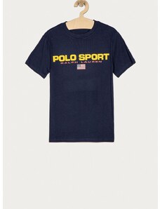 Детска тениска Polo Ralph Lauren в тъмносиньо с принт