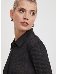 Риза Calvin Klein Jeans дамска в черно със стандартна кройка с класическа яка J20J223095