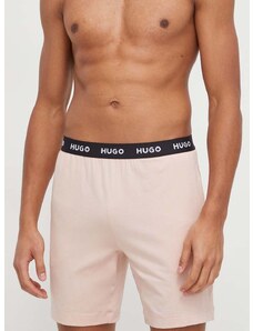Домашен къс панталон HUGO в розово с меланжов десен 50518620