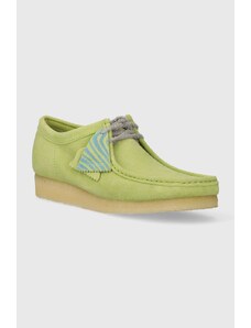 Половинки обувки от велур Clarks Originals Wallabee в зелено 26175855