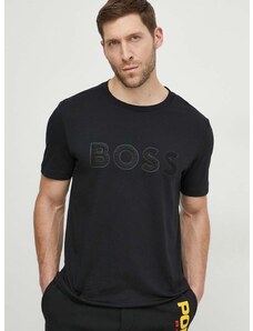Памучна тениска Boss Green в черно с принт 50512866
