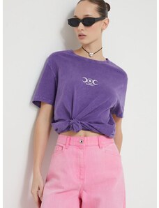 Памучна тениска Kaotiko в лилаво с принт