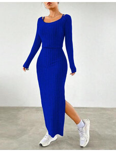 Creative Атрактивна дамска рокля от две части с цепка в синьо - код 33199