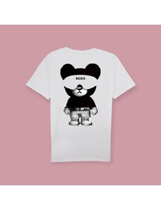 NAZAZU Дамска памучна тениска в цвят по избор с кръгло деколте Bear- Черна- NZZ 5034