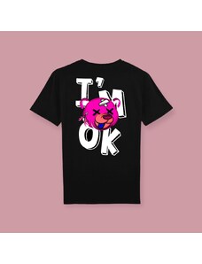 NAZAZU Дамска памучна тениска в цвят по избор с кръгло деколте I'm OK с мече- Фуксия- NZZ 5026