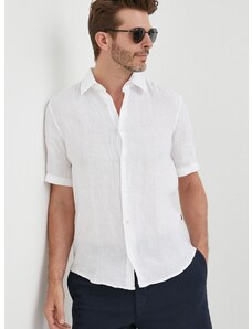 Ленена риза BOSS ORANGE в бяло със стандартна кройка с класическа яка 50489345