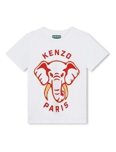 Детска памучна тениска Kenzo Kids в бяло с принт