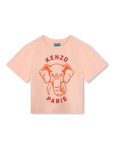 Детска памучна тениска Kenzo Kids в розово