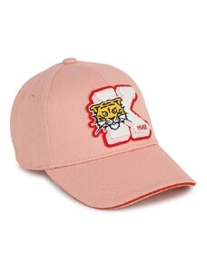 Детска памучна шапка с козирка Kenzo Kids в розово с апликация