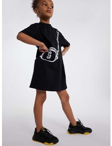 Детска памучна рокля Marc Jacobs в черно къса със стандартна кройка