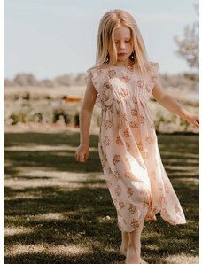 Детска памучна рокля That's mine Bell в розово къса разкроена