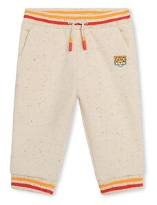 Детски спортен панталон Kenzo Kids в бежово с принт