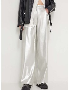 Панталон HUGO в сребристо с широка каройка, висока талия 50516528