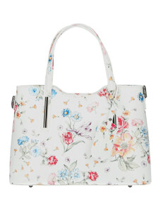 DELIS Дамска чанта, Maila GT2653, естествена кожа, Флорално бяло