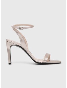 Кожени сандали Calvin Klein HEEL SANDAL 90 PEARL в златно HW0HW02026