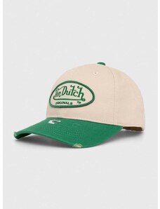 Памучна шапка с козирка Von Dutch в зелено с апликация