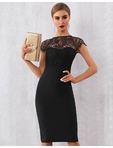 Creative Елегантна дамска рокля с дантела в черно - код 00602