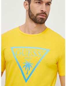 Тениска Guess в жълто с принт F4GI00 J1311