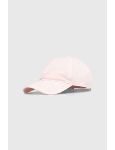 Памучна шапка с козирка Lacoste в розово с изчистен дизайн