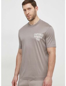 Тениска Emporio Armani в бежово с апликация 3D1TA2 1JUVZ