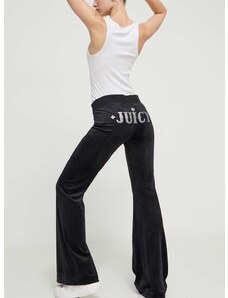 Кадифен спортен панталон Juicy Couture в черно с апликация