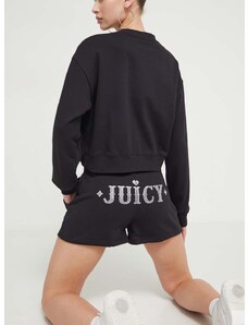 Къс панталон Juicy Couture в черно с апликация с висока талия