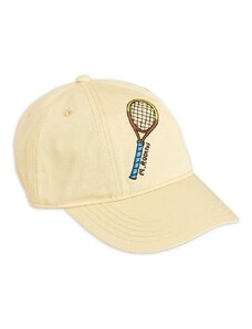 Детска памучна шапка с козирка Mini Rodini Tennis в жълто с апликация 0