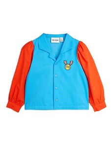 Детска памучна риза Mini Rodini Medal в синьо 0
