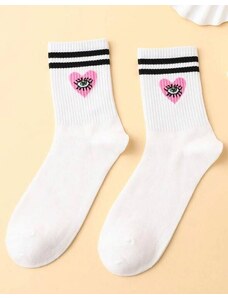 Creative Дамски чорапи в бяло със сърчице - код WZ1132