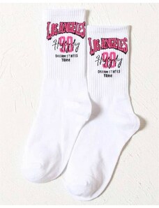 Creative Дамски чорапи в бяло с надпис "LOS ANGELES" - код WZ8194