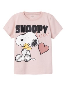 NAME IT Тениска 'Nanni Snoopy' розе / пепел от рози / черно / бяло
