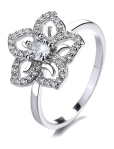 DELIS Сребърен пръстен, JW885, модел цвете, с родиево покритие