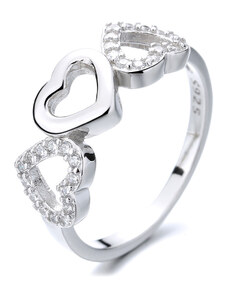 DELIS Сребърен пръстен, JW882, дизайн на сърце, с родиево покритие