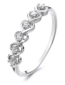 DELIS Сребърен пръстен, JW891, дизайн на сърце, с родиево покритие