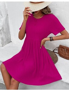 Creative Атрактивна къса дамска рокля в цвят циклама - код 30833
