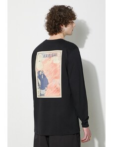 Памучна блуза с дълги ръкави Maharishi Hikeshi Organic L/S T-Shirt в черно с принт 1083.BLACK